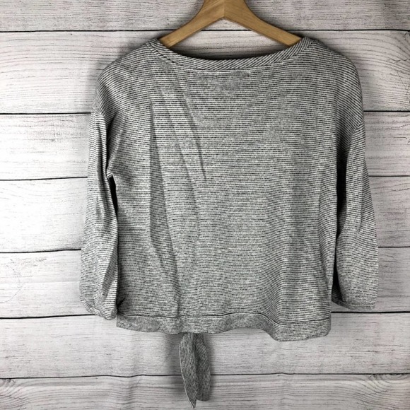 grey & gray | Striped Cropped Sweater Tie Knot Hem S - Picture 2 of 5
